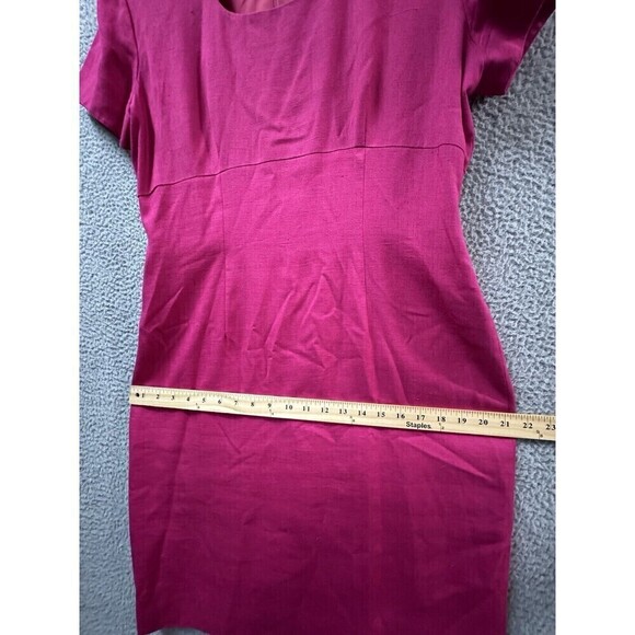 Casual Corner Dress womens 14 Pink Linen Blend Short Sleeve Lined Breathable USA - Picture 10 of 14